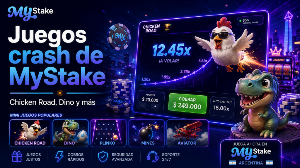 Juegos crash de My Stake con Chicken Road, Dino y multiplicadores en tiempo real