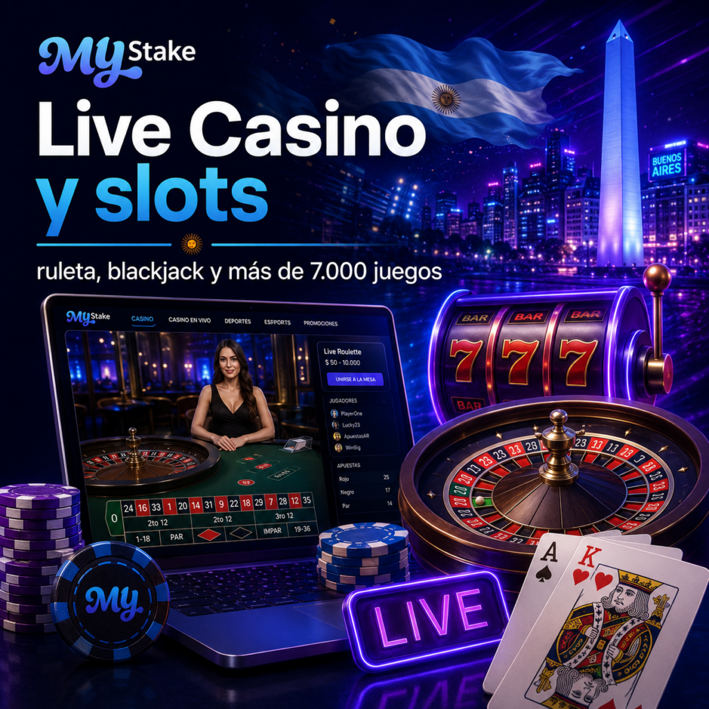 Live Casino de My Stake con ruleta, blackjack, tragamonedas y crupieres en vivo